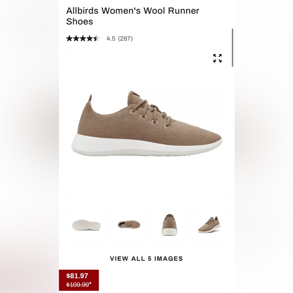 All birds wool running shoe